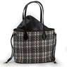 Plaid Tote with Pouch, Black White Plaid, large