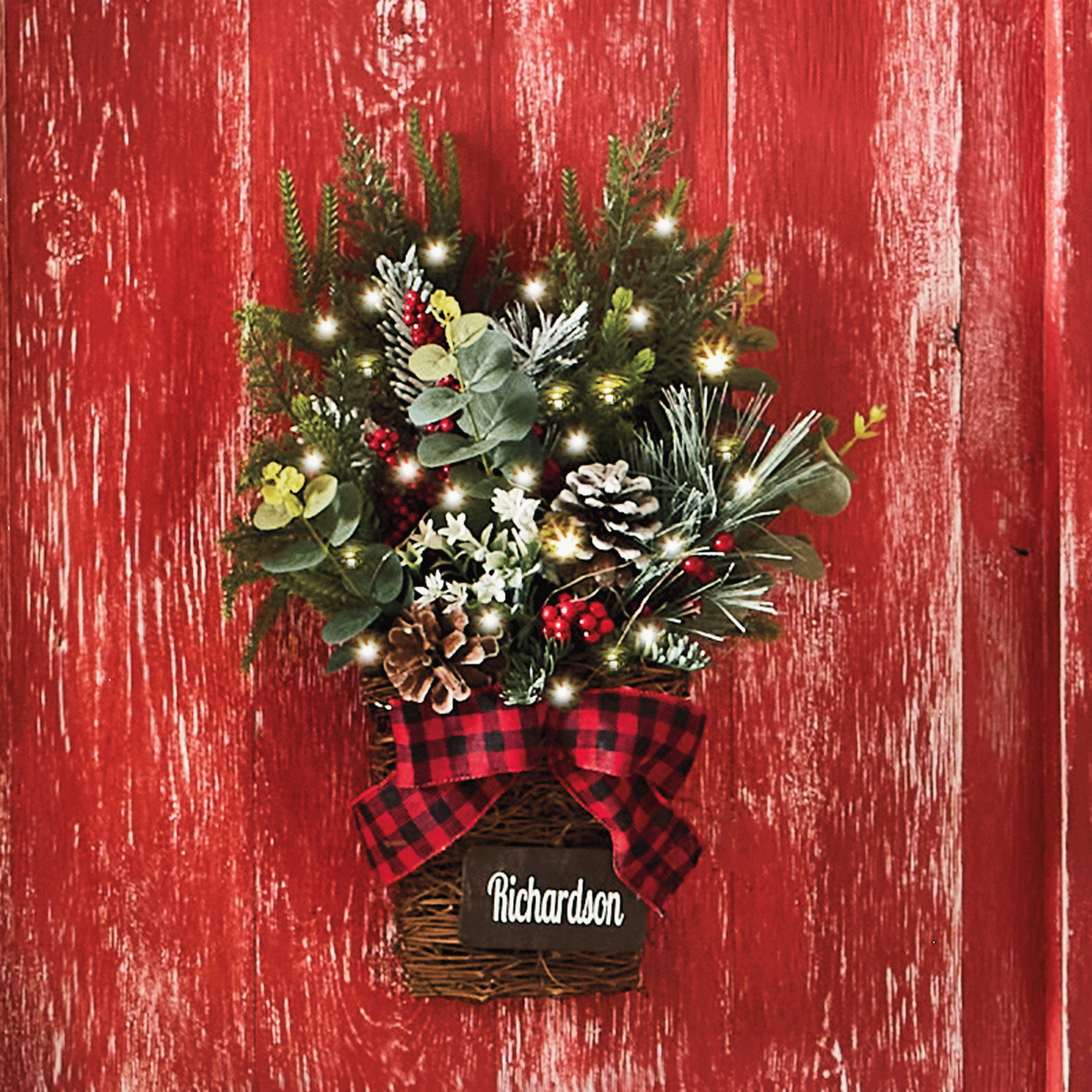 Lit Mixed Christmas Florals in Basket, , large