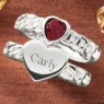 Personalized Name Birthstone Heart 2-pc. Ring Set, , large