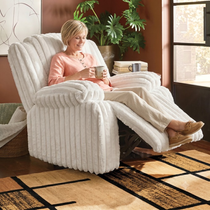Oversized Corduroy Rocker Recliner, Light Tan, large