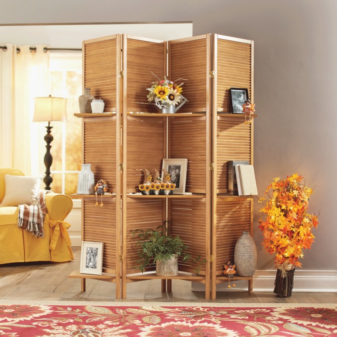 Shutter Room Screen With Shelves, , large