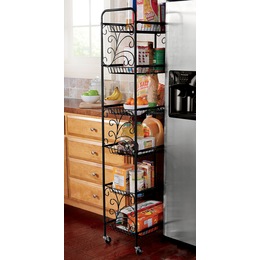 Scroll 6-Tier Rolling or Standing Shelves, Black, large
