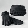 Ruffle-Trim Glove and Hat Set, , large