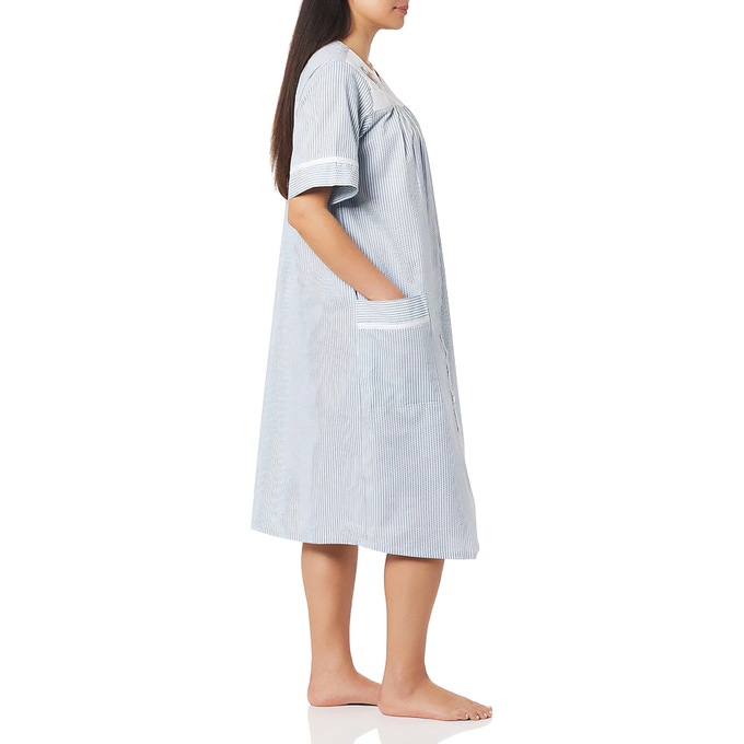 Duster With Embroidered Yoke, French Blue Stripe, large