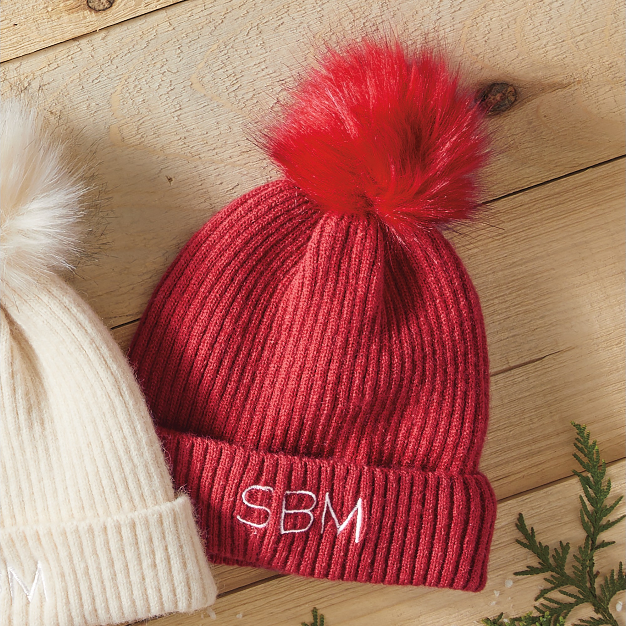 Personalized Pom Beanie, Spicy Red, large