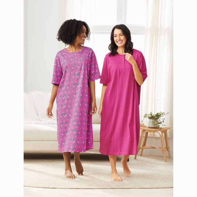 2-Pack Comfort Henley Nightshirt, , large