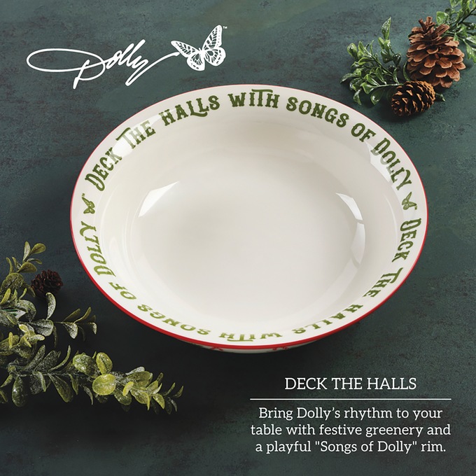 Dolly Parton Holiday Toile 10.5-Inch Serving Bowl, , large