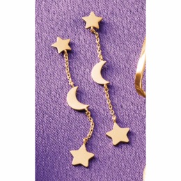 10K Gold Celestial Drop Earrings, , large