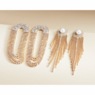 Crystal Fringe Goldtone Earrings, , large