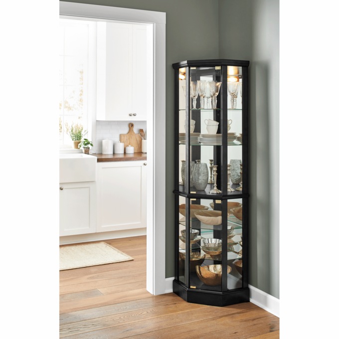 Lit Corner Curio Cabinet, , large