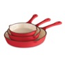 3-Piece Enameled Cast Iron Skillet Set, , large