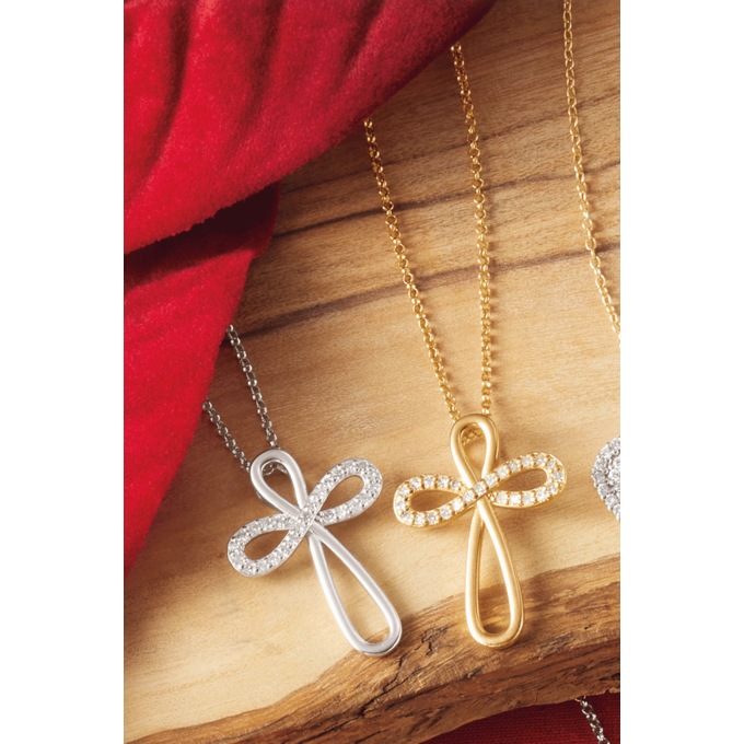 Lab-Created Diamond Cross Loop Pendant, , large