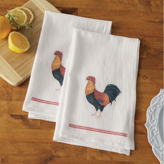 Set Of 2 Rooster Flour Sack Towels Montgomery Ward