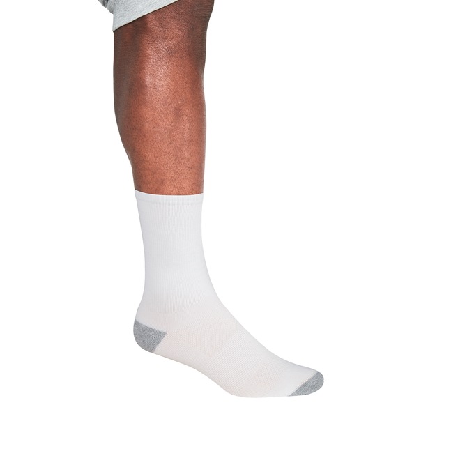 Hanes 12-Pack X-Temp Men's Crew Sock with Arch Support, White, large