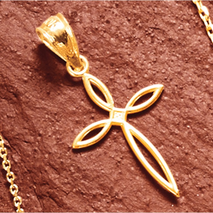 10K Gold Cross Pendant, , large