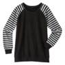 Fleece Sweatshirt with Striped Sleeves, , large