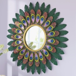 Peacock Feather Wall Mirror, , large