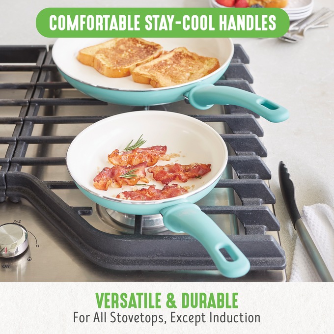 GreenLife 16-Piece Soft-Grip Cookware Set, Turquoise, large