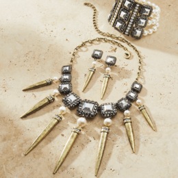 Stone &amp; Faux-Pearl Cone/Drop Necklace, Bracelet &amp; Earrings - Buy All and Save, , large