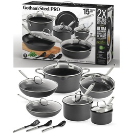 Gotham Steel Pro 15-Piece Hard-Anodized Cookware Set, , large
