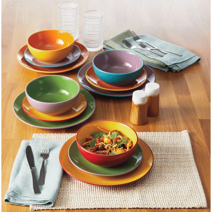 Multi colored stoneware dinnerware sets online