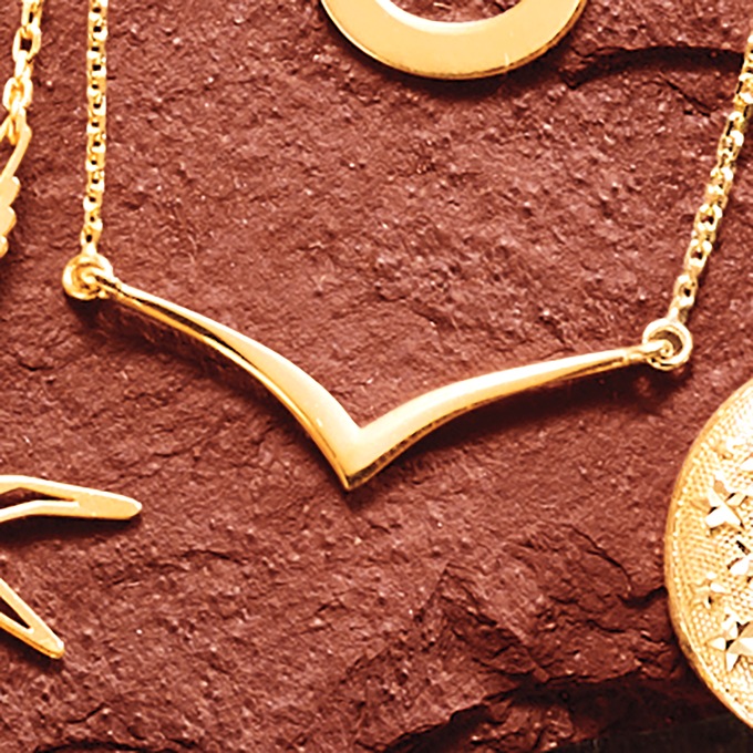 10K Gold Chevron Necklace, , large