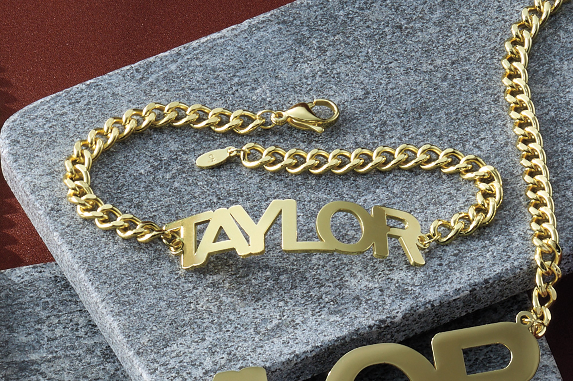 Name Stainless Steel Unisex Anklet, Goldtone, large