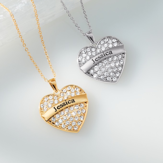 Name Heart Crystal Pendant, , large