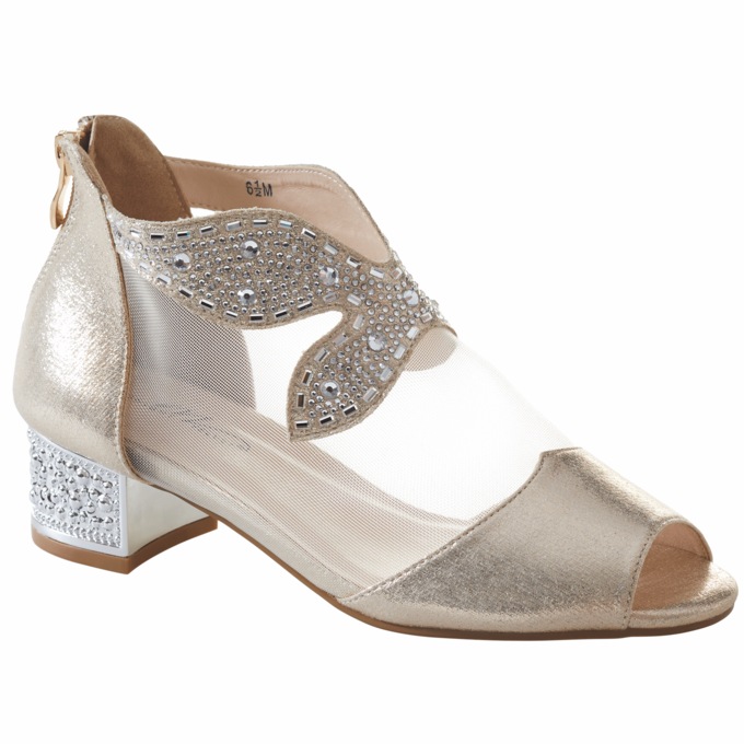  Mesh & Bling Women's Shootie with Silvery Accents, Beads & Sequins & 1.5” Heel, , large