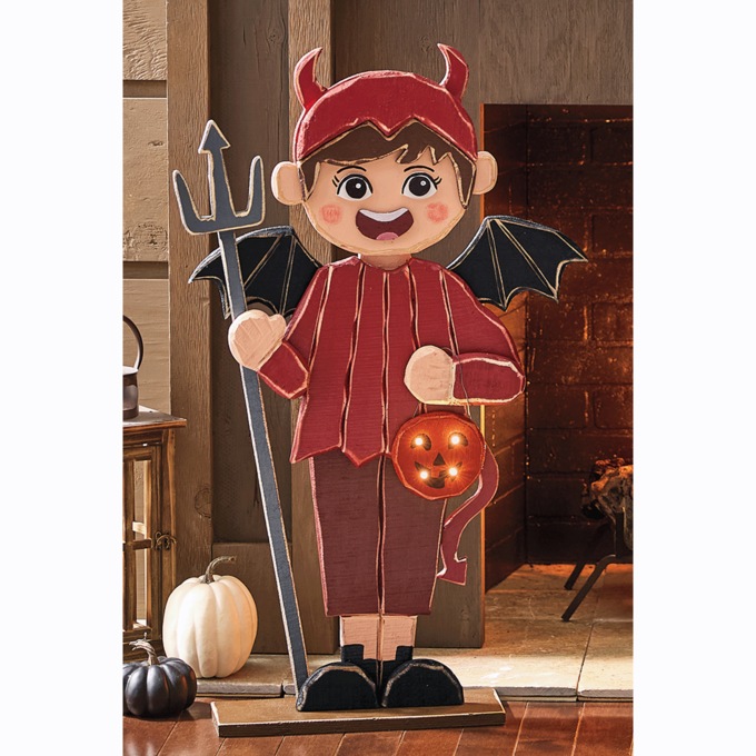 Chunky Wood Cutouts Lit Trick-Or-Treaters - Buy Both and Save, , large
