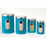 Set of 4 Window Canisters with Stainless Steel Lids, , large