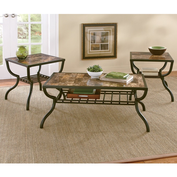 3-Piece Faux-Marble Table Set, , large