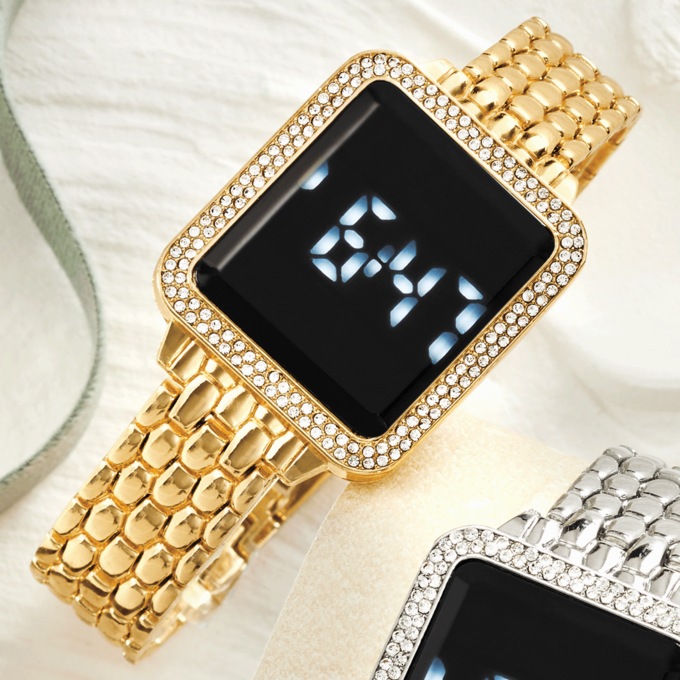 Women&rsquo;s Crystal Rectangular Digital Watch, , large