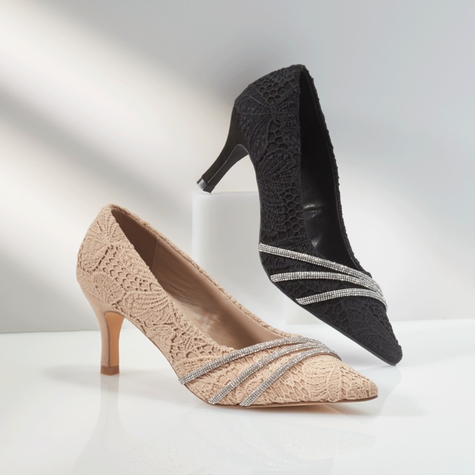 Lace Pump With Rhinestone Rope, , large