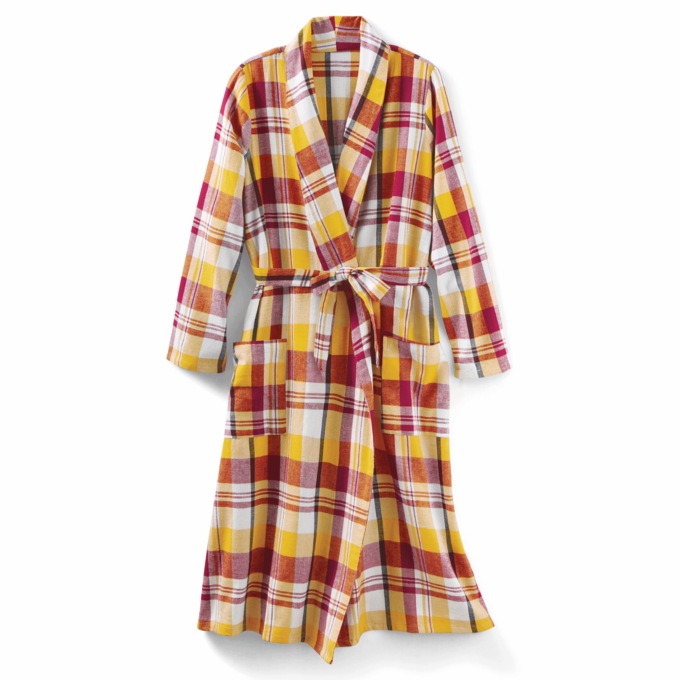 Women's Flannel Wrap Robe, , large