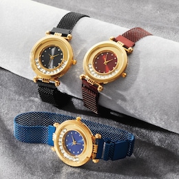 Ladies&#39; Mesh-Strap/Crystal Color Watch, , large