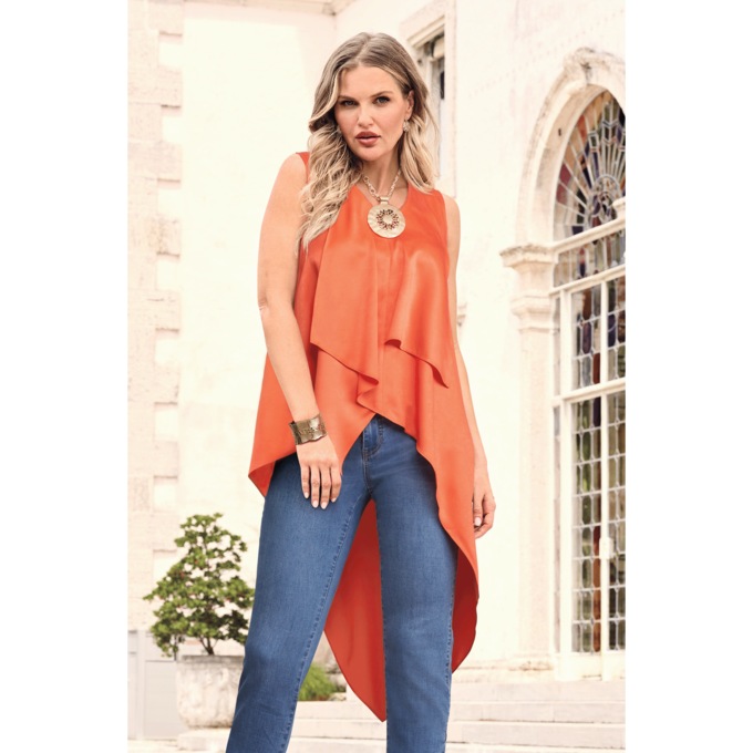 Valentina High-Low Tunic with V-Neck and Asymmetric layers, , large