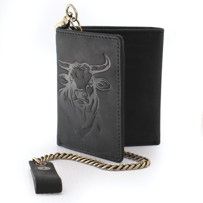 Genuine Leather Wildlife Wallet with Removable Chain, , large