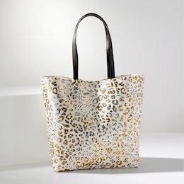 Metallic Animal-Print Tote, , large