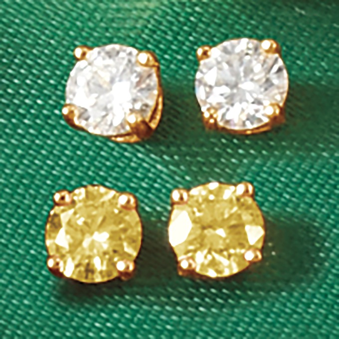 Lab-Created Diamond Color/White 2-Pair Post Earring Set, , large