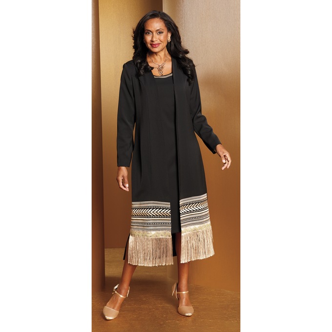 Pauletta Fringe Jacket Dress, , large