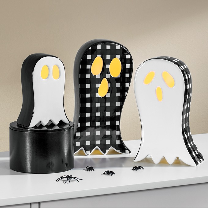 Set of 3 LED Ceramic Check Ghosts, , large