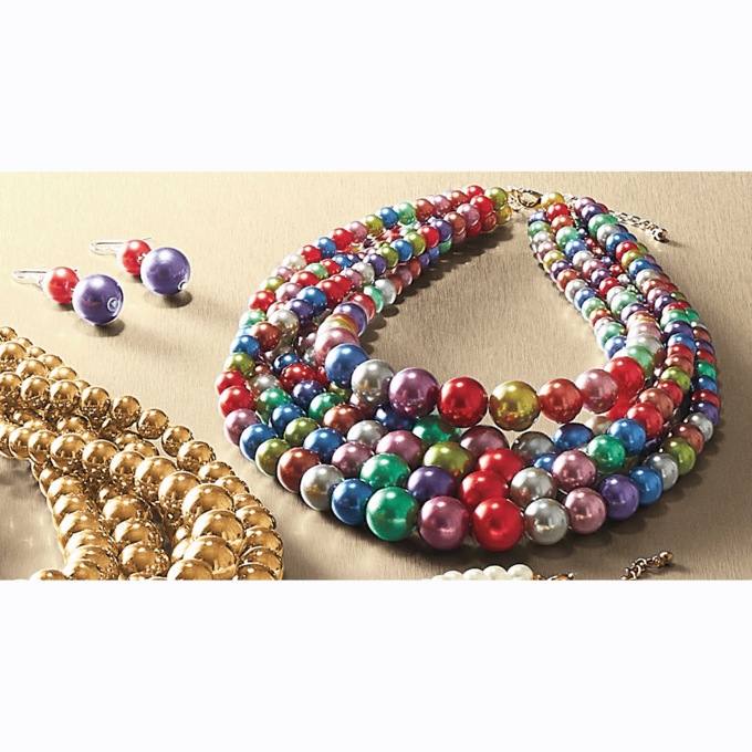 Multi-Strand Bead Necklace and Earring Set, , large