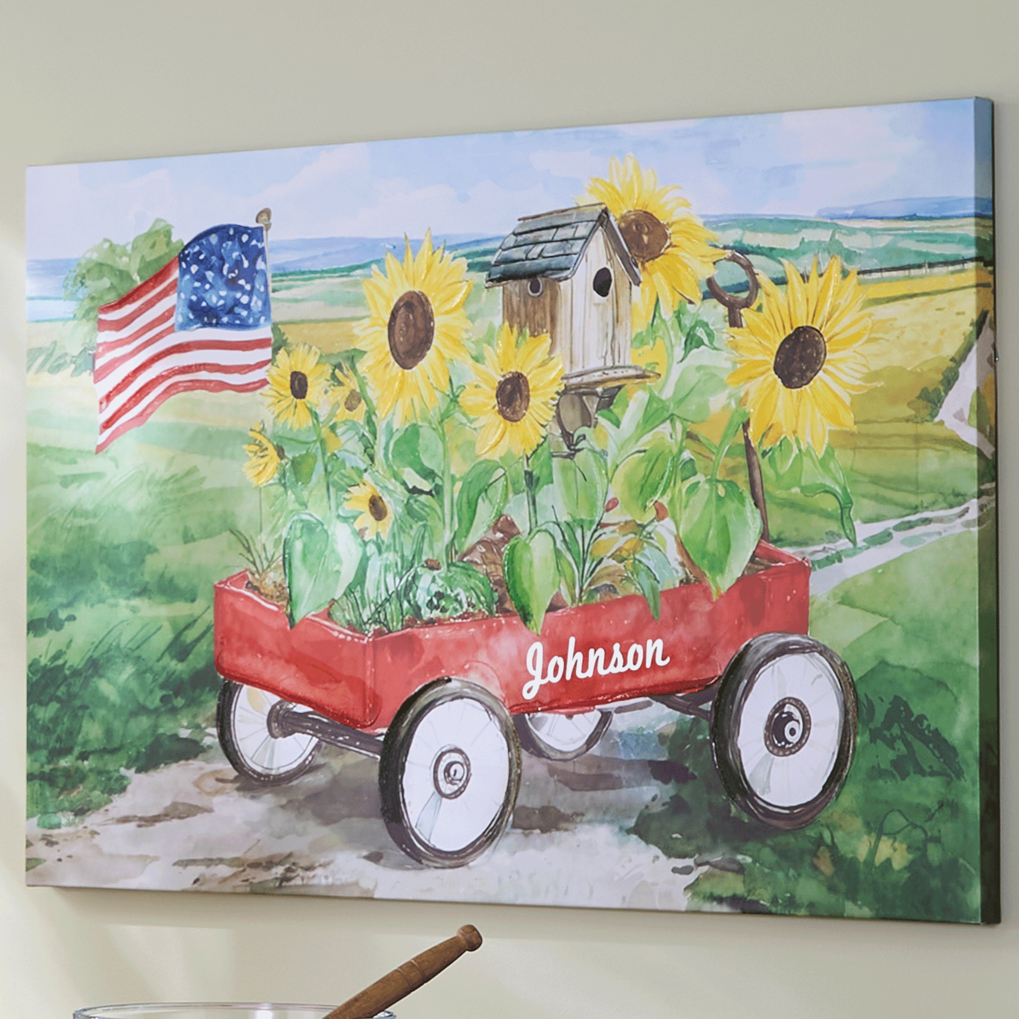 Summer Sunflower Wagon Wall Art, Multi, large