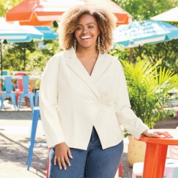 Faux-leather blazer, , large