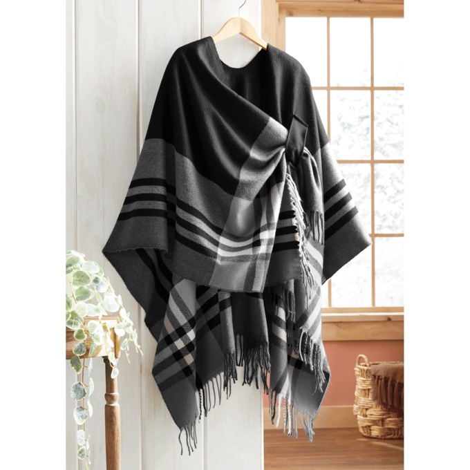 Plaid Ruana, , large