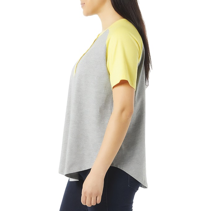 Short-Sleeve Henley Baseball Tunic, Gray Sunshine, large
