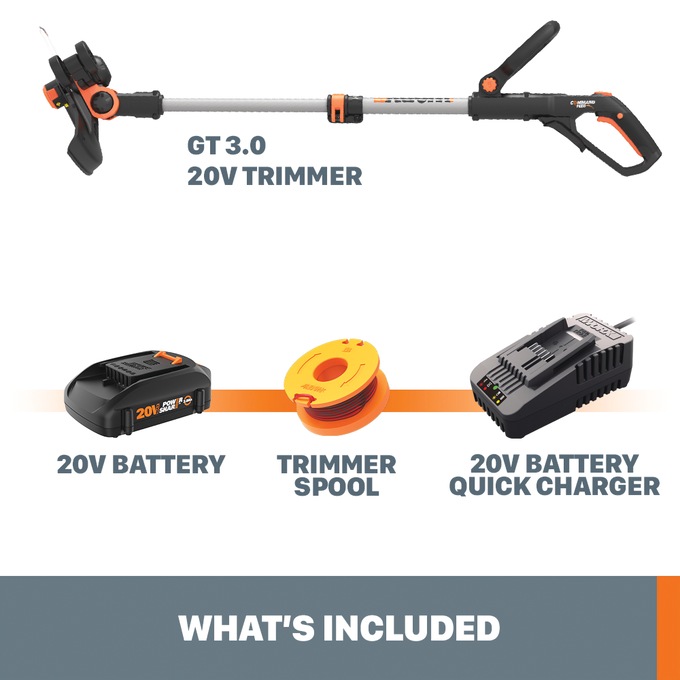 Worx 20V Power Share GT 3.0 12-Inch String Trimmer, , large
