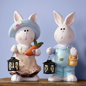 Kid Bunny Figures with Lantern, , large