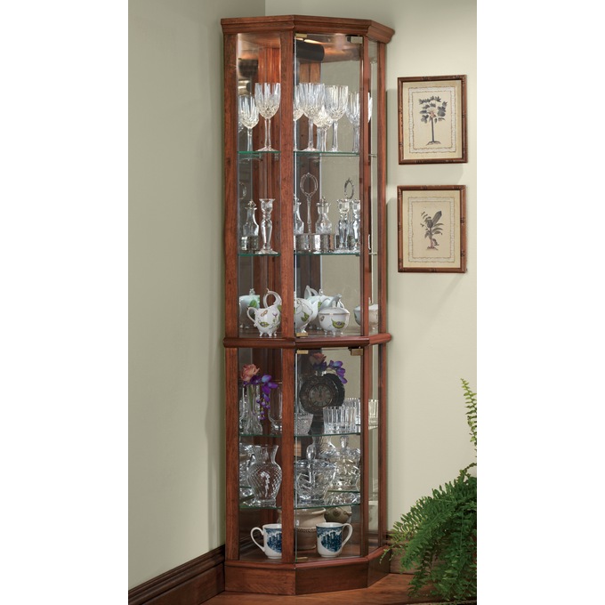 Nancy lighted top corner curio cabinet
